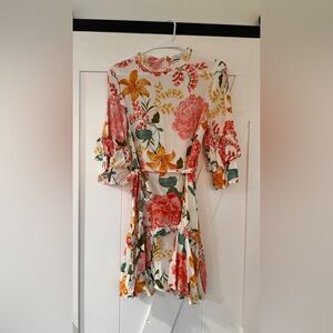Petal & Pup Floral Midi Dress in White, Pink, Yellow & Green